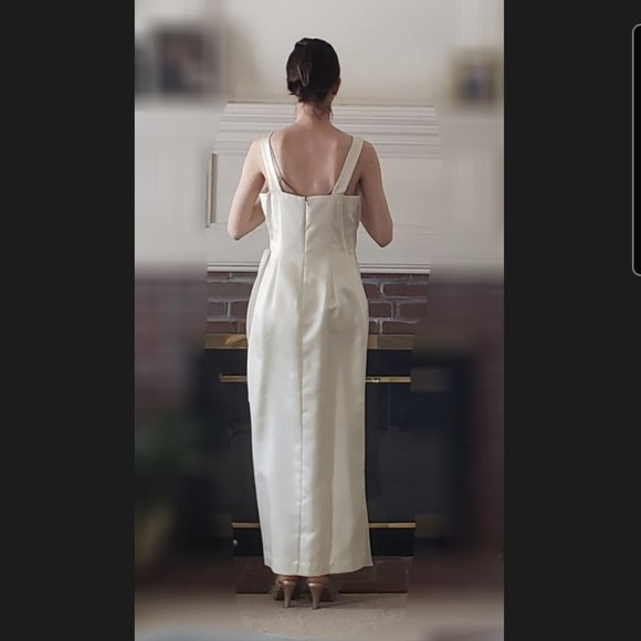 Off-white sheath dress prom bridal bridesmaid 6P - Picture 10 of 11